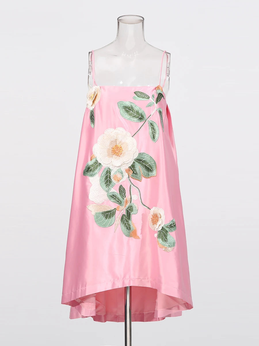 Zalia Atelier | Pink Flower Embroidered Dress 
