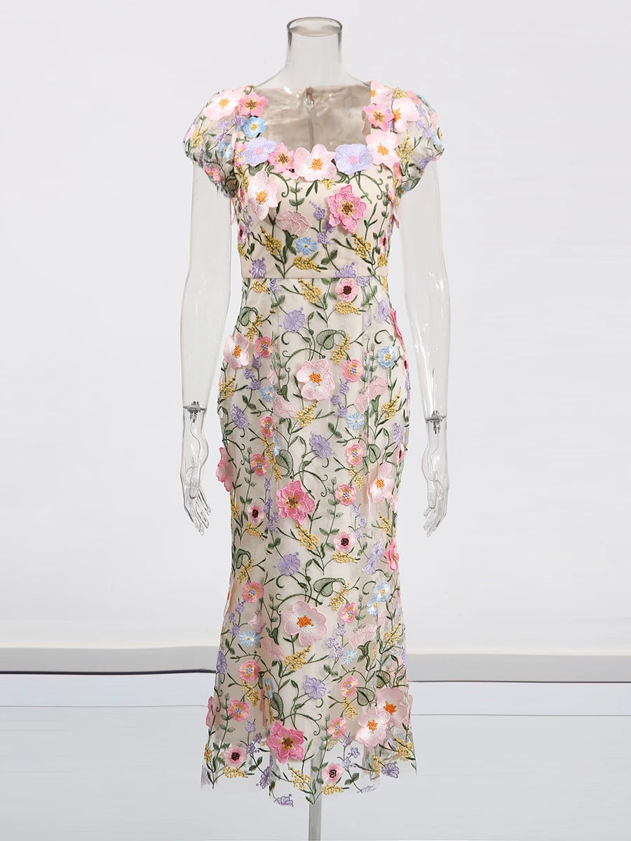 Flower Lace Dress Pink / XL