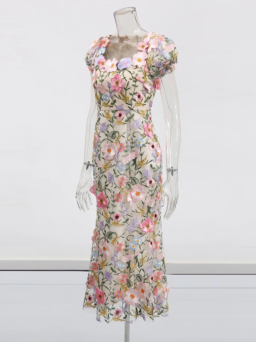 Flower Lace Midi Dress