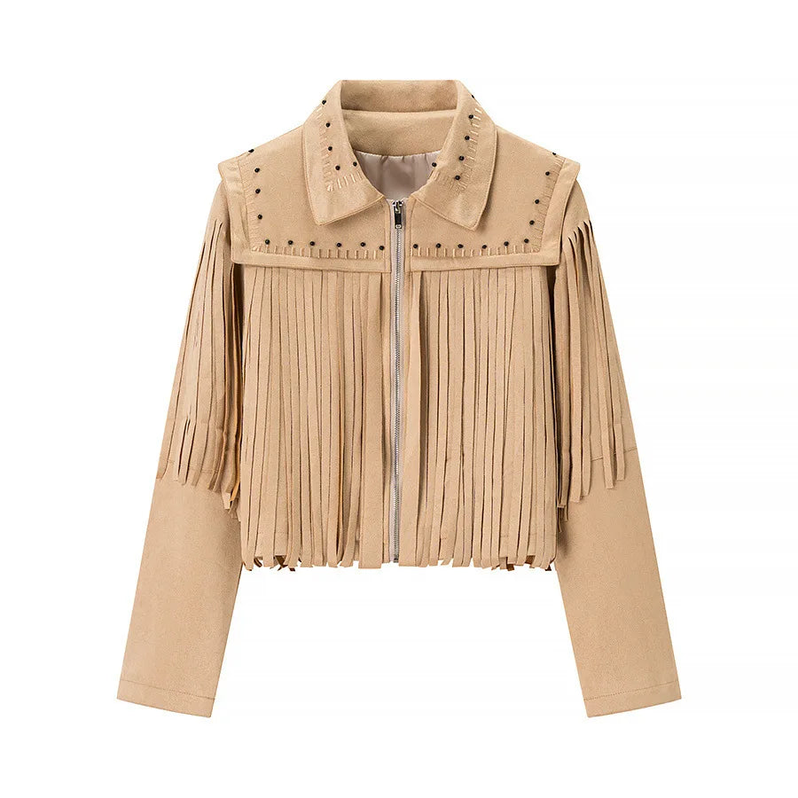 Zalia Atelier | Fringe Faux Suede Jacket