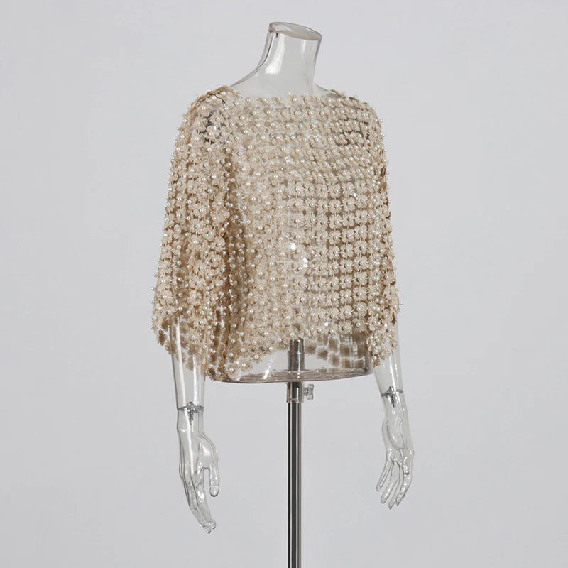 Zalia Atelier | Patchwork Pearls Top 3/4 sleeves