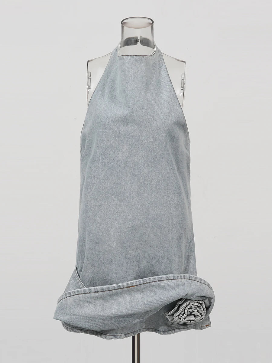 Zalia Atelier | Halter Denim Mini Dress