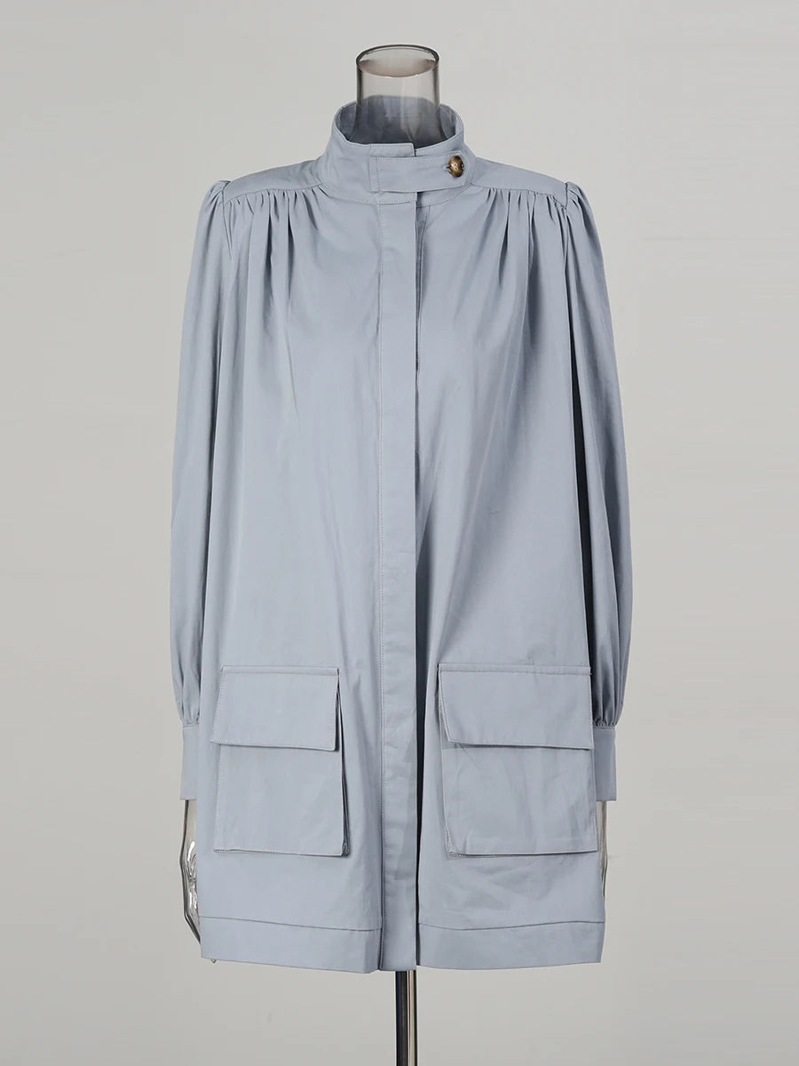 Light Blue High Neck Jacket | Minimal Style | Zalia Atelier