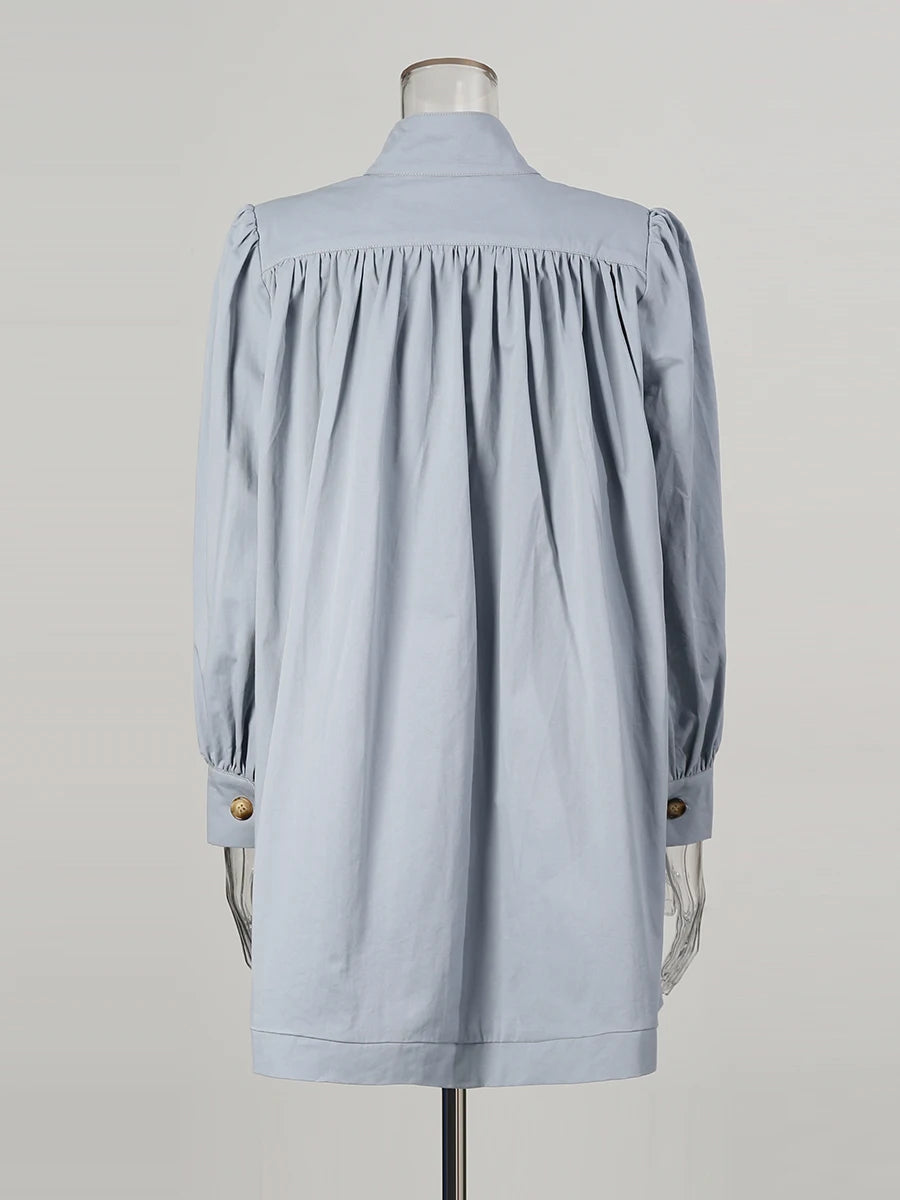 Light Blue High Neck Jacket | Minimalist Style