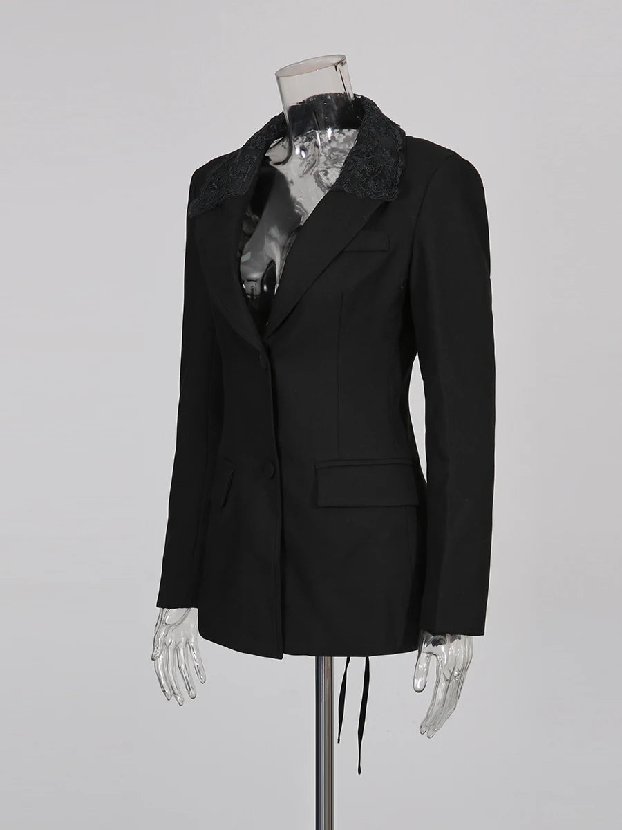 Black Blazer with lace back detail | Zalia Atelier 