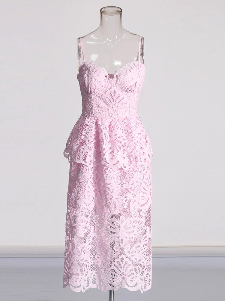 Zalia Atelier | Light Purple Embroidery Lace Dress
