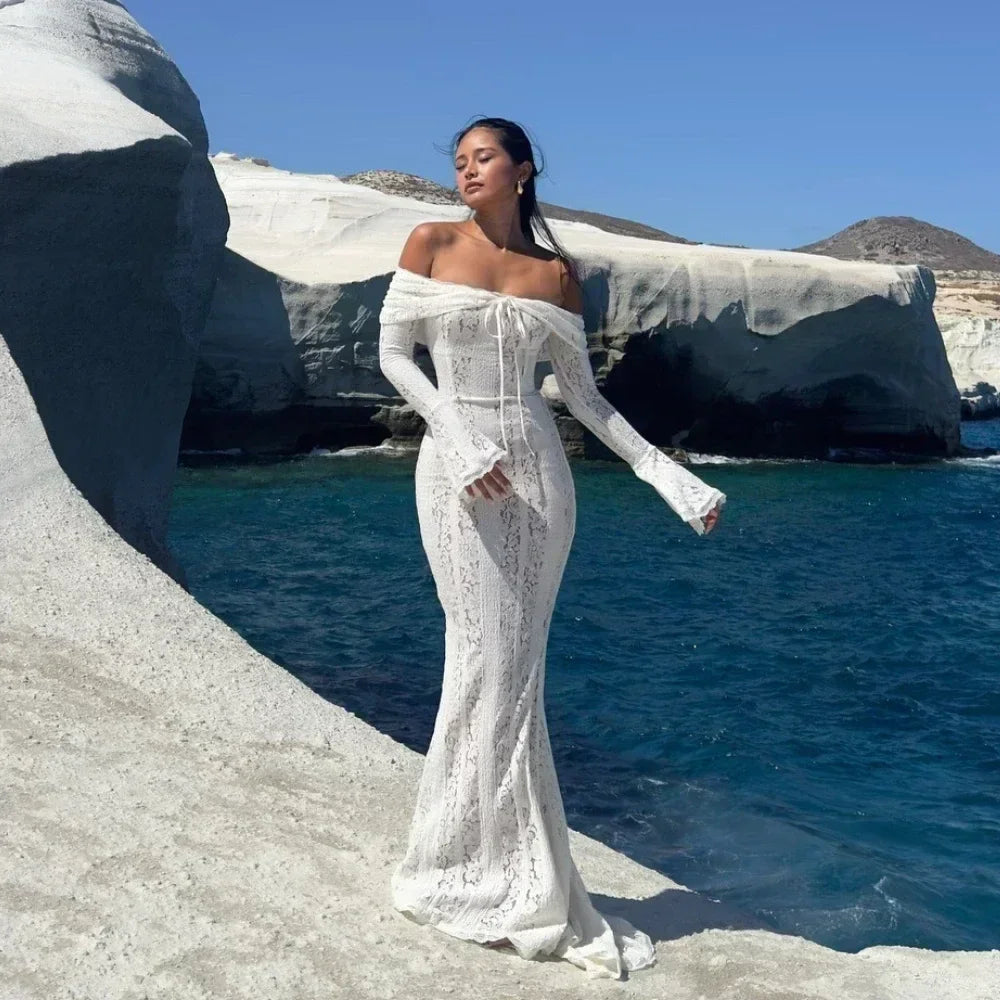 Long Sleeve Lace Dress Fishtail House of CB Dupe