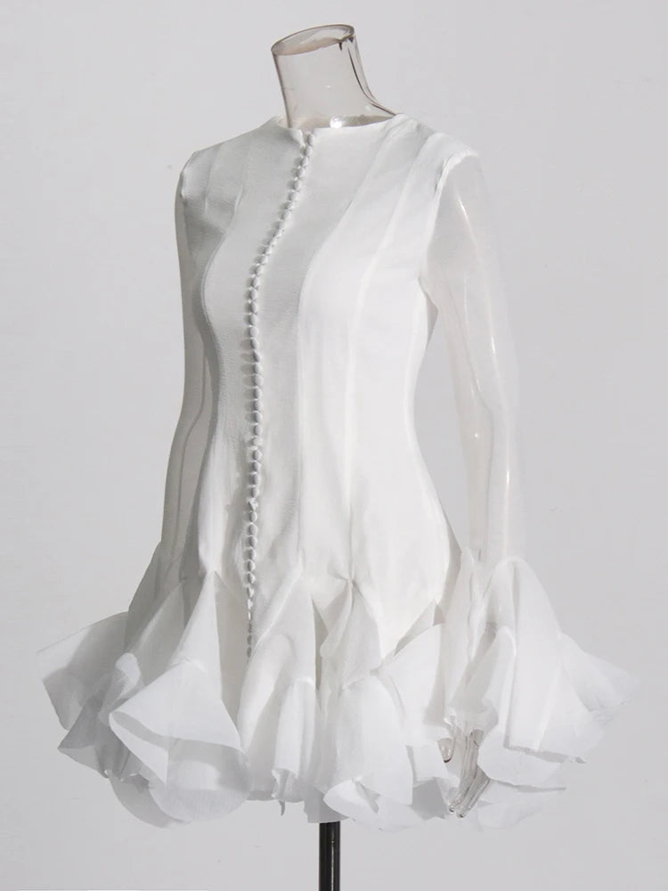 Zalia Atelier | Long Sleeve White Party Dress