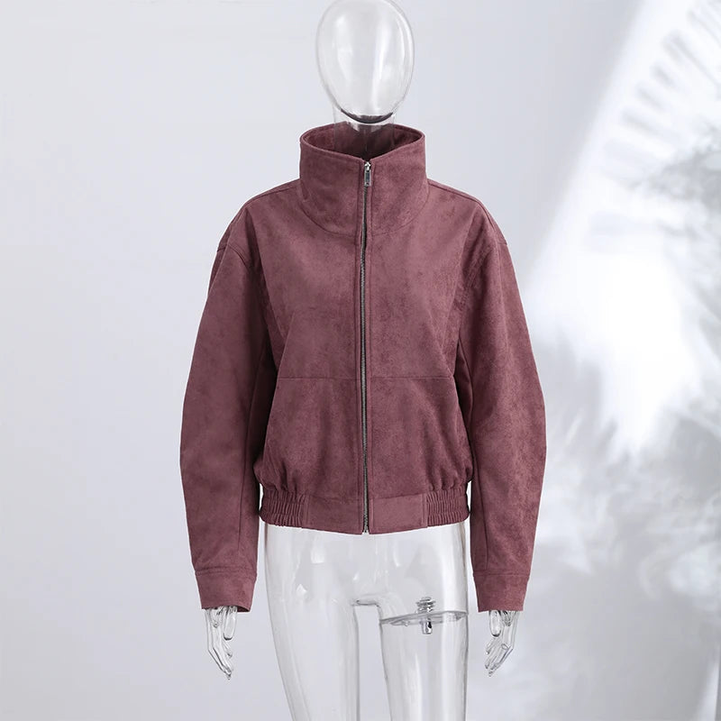 Mauve Pink Suede Jacket - Zara Dupe