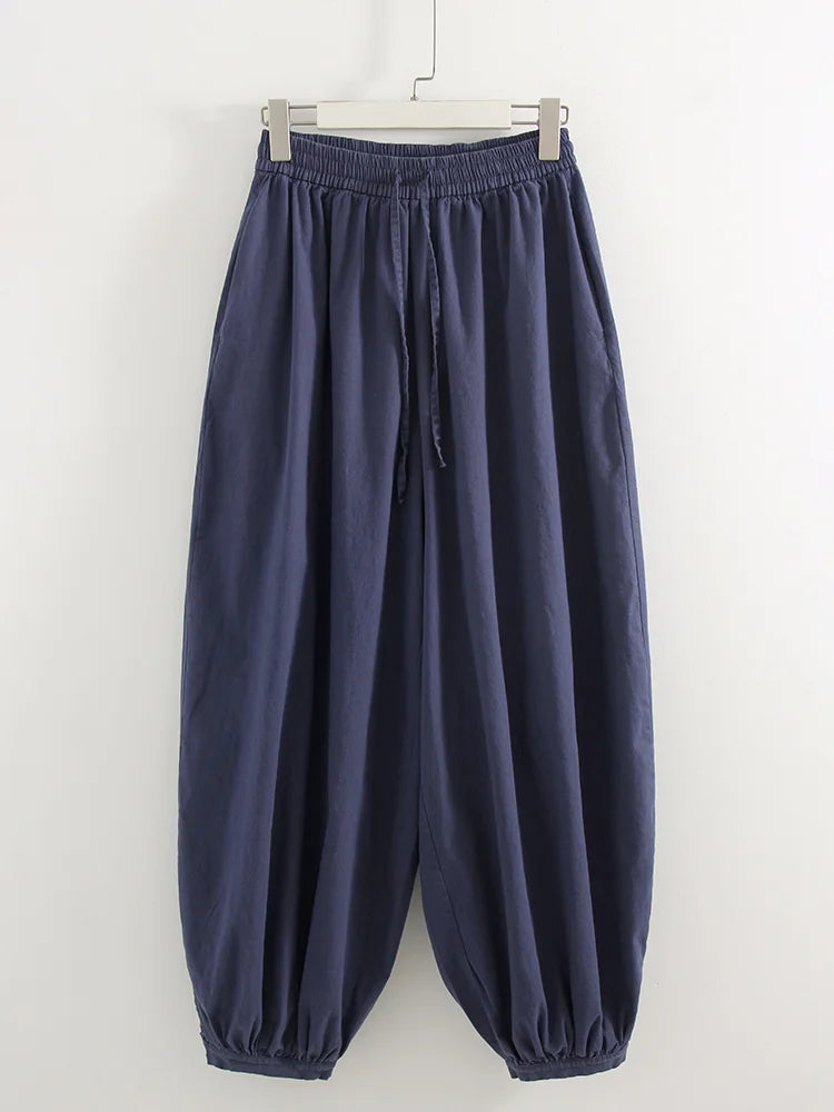 Zalia Atelier - Balloon Cropped Pants Navy Blue