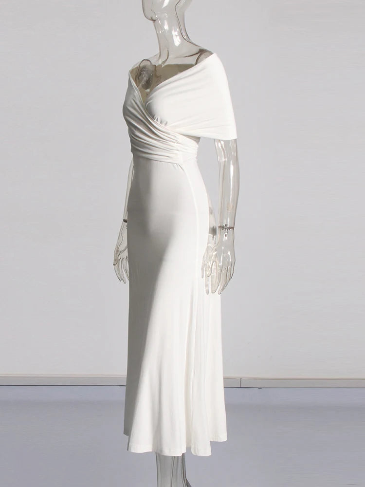 White Off Shoulder Midi Dress | Zalia Ateier