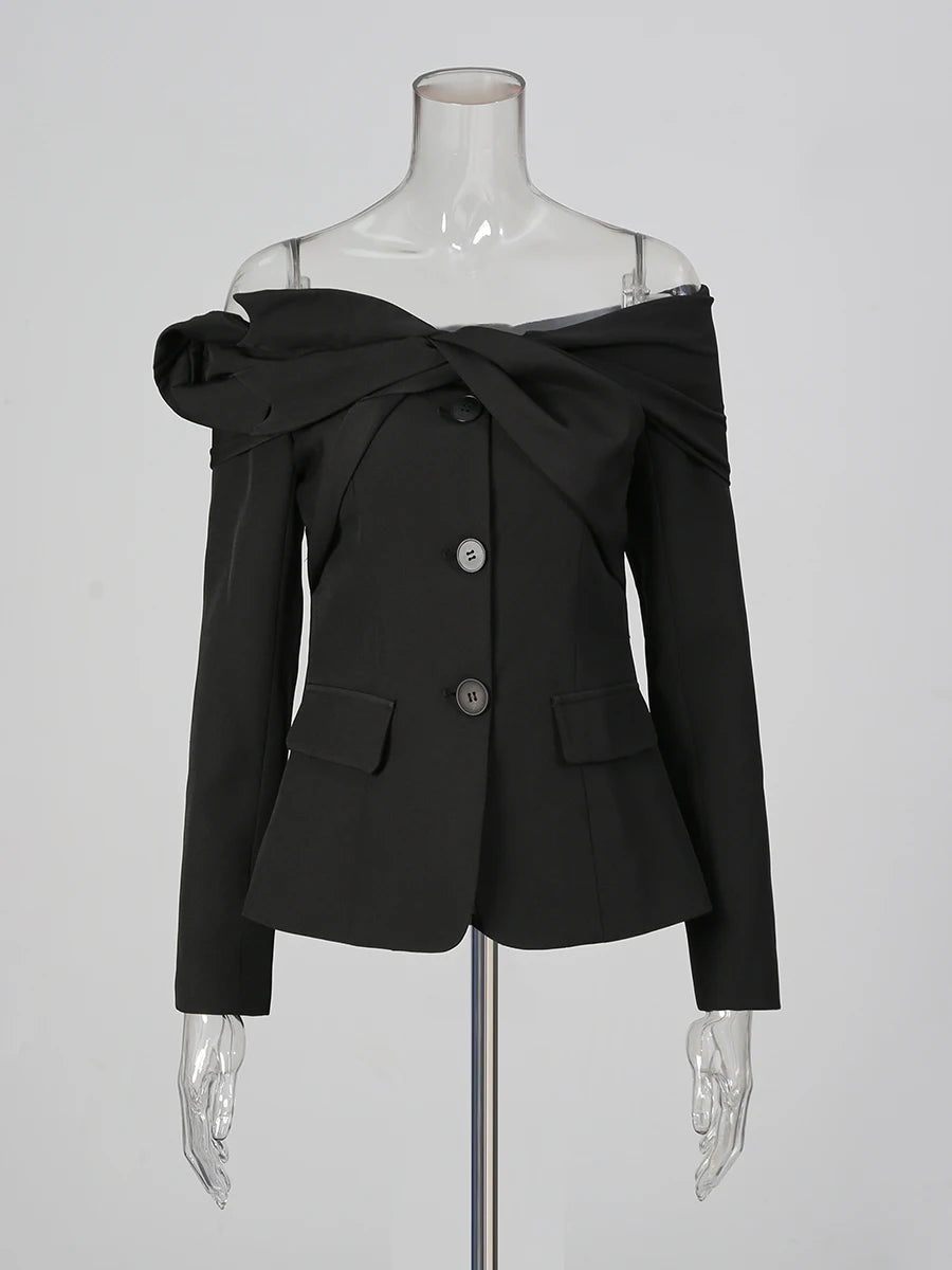Black Off Shoulder Jacket | Zalia Atelier