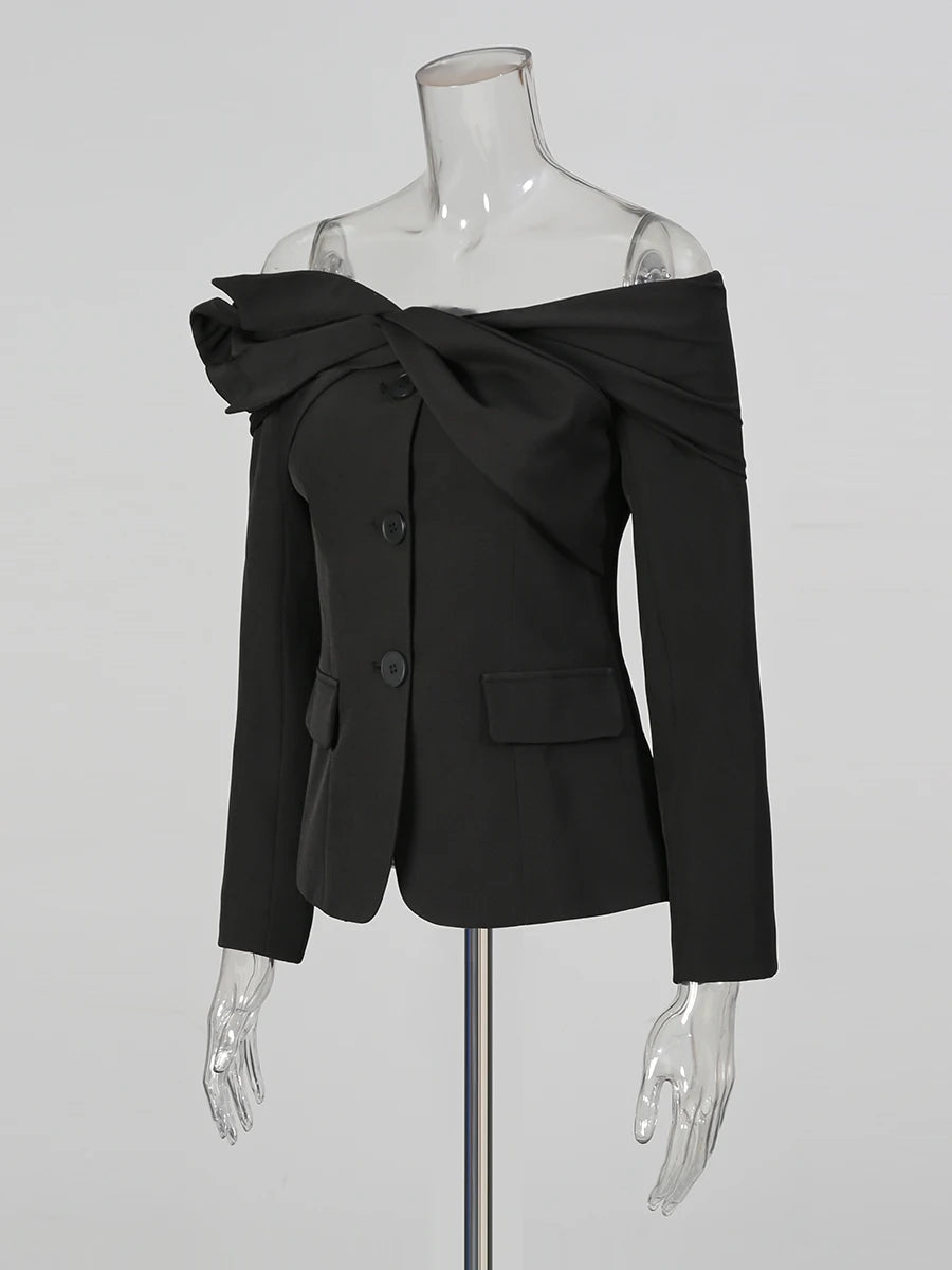 Black Off Shoulder Jacket | Zalia Atelier