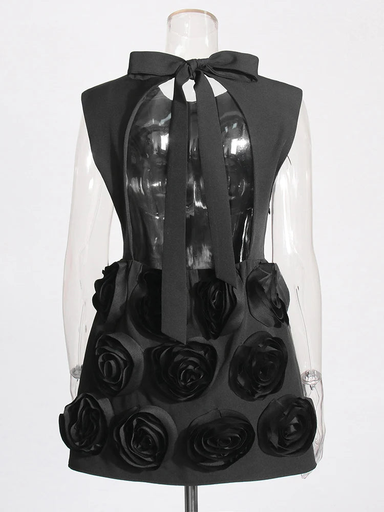 Zalia Atelier | Open Back Rose Appliques Dress