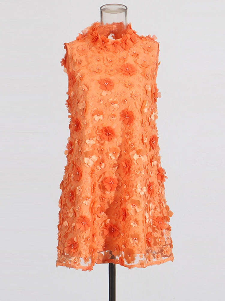 Orange Appliques Mini Dress | Zalia Atelier