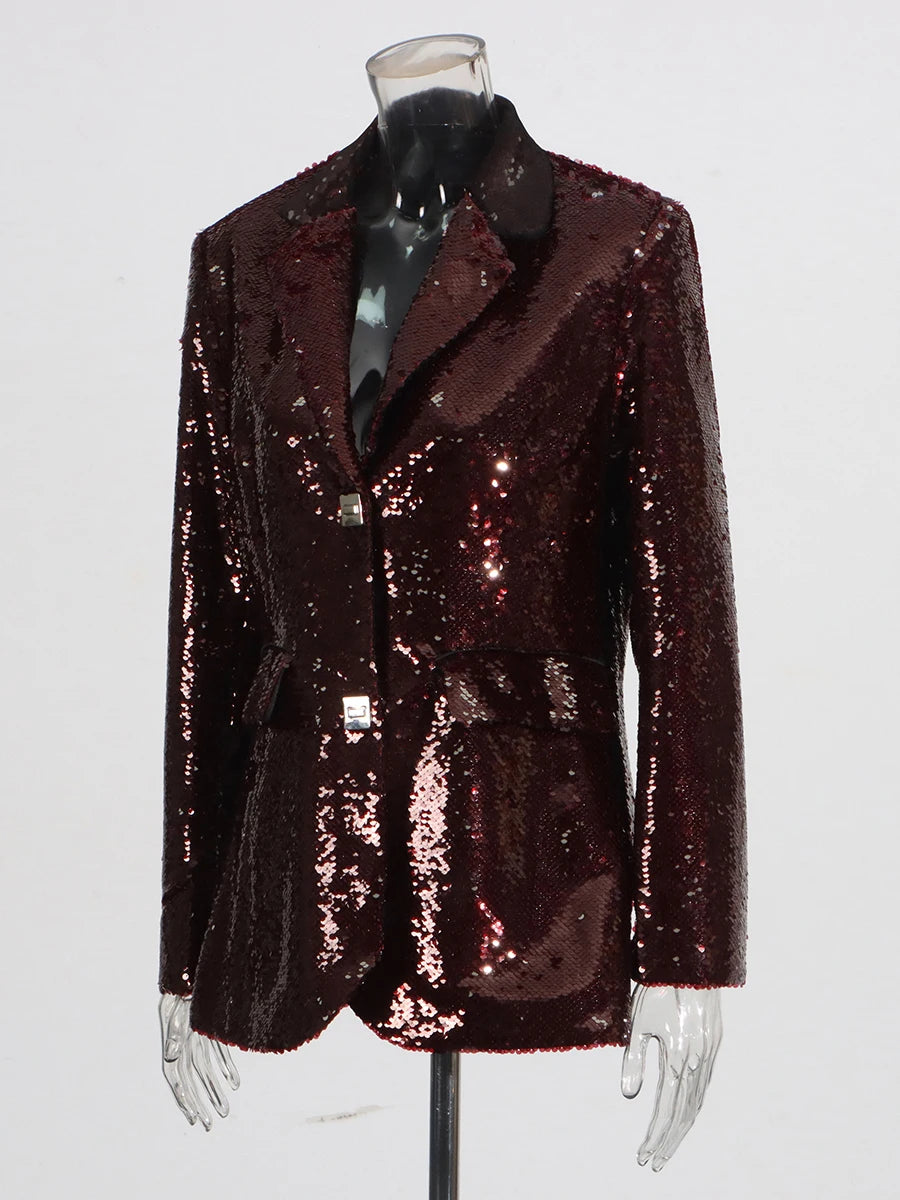 Oxblood Sequins Blazer | Zalia Atelier