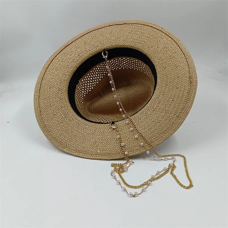 Panama with Gold Appliques and Chain  \ Back 