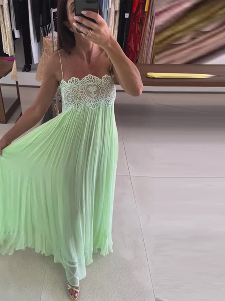 Pastel Green Lace Detail Dress