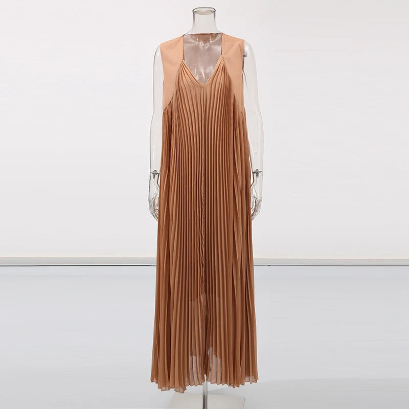 Pleated Maxi Dress BLUE / One Size Pleated Maxi Dress BLUE / One Size