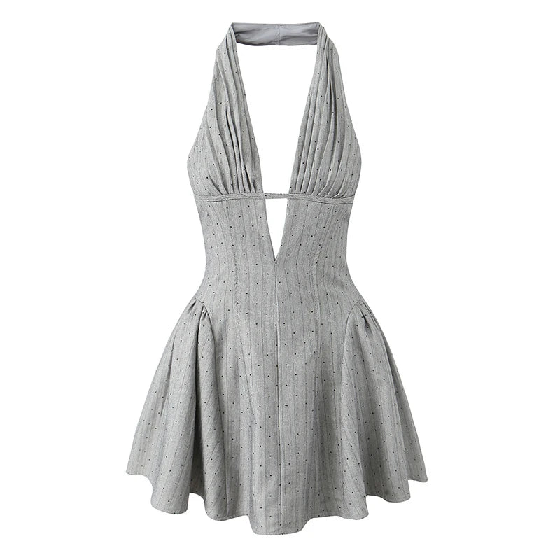Zalia Atelier -  Polka Dot Halter Dress Small Dots