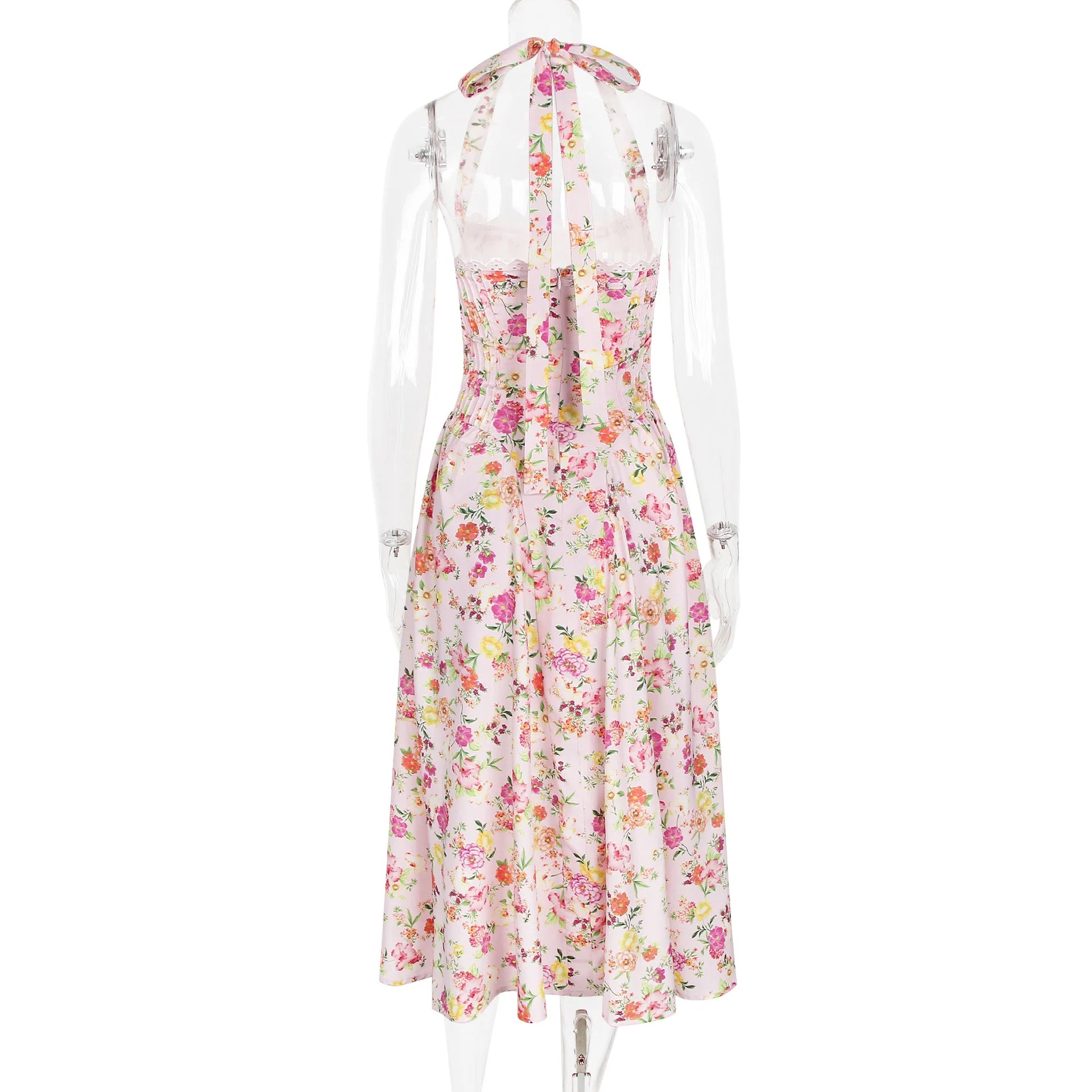 Drop Waist Midi Dress Solid Pink / L Drop Waist Midi Dress Solid Pink / L