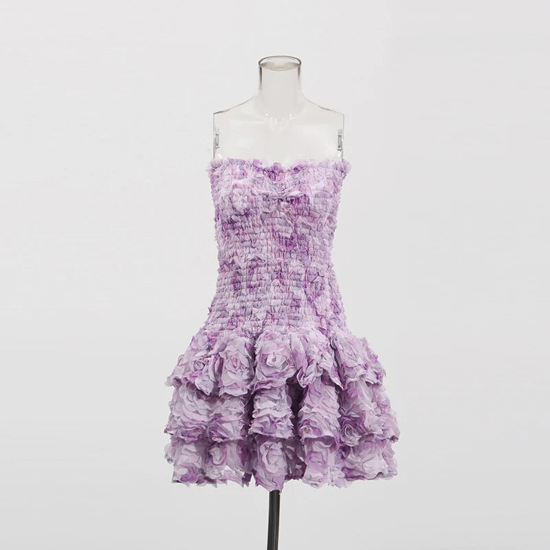 Zalia Ateleier | Purple Ruffled Mini Dress