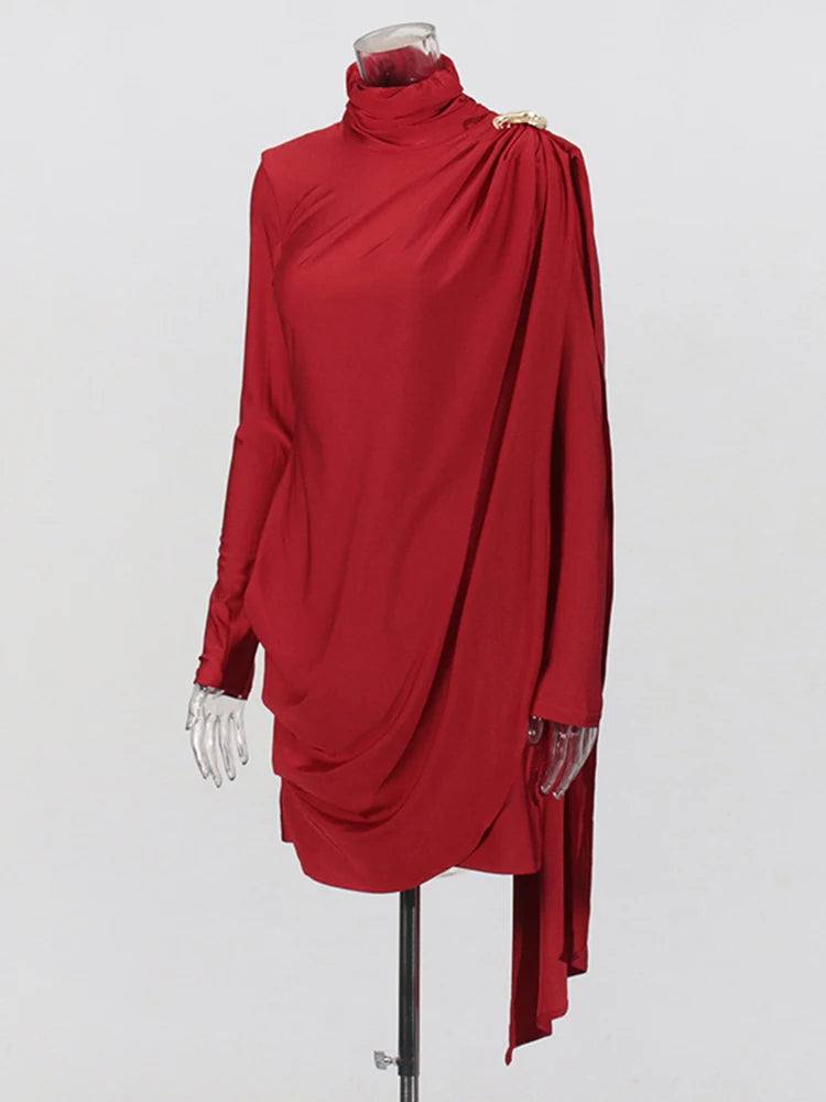 Zalia Atelier | Red Draped Scarfd Mini Dress | Giuseppe Di Morabito Dupe