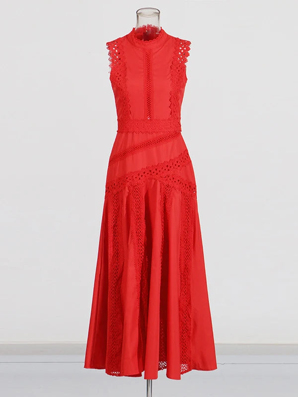 Zalia Atelier | Red O Neck Midi Dress