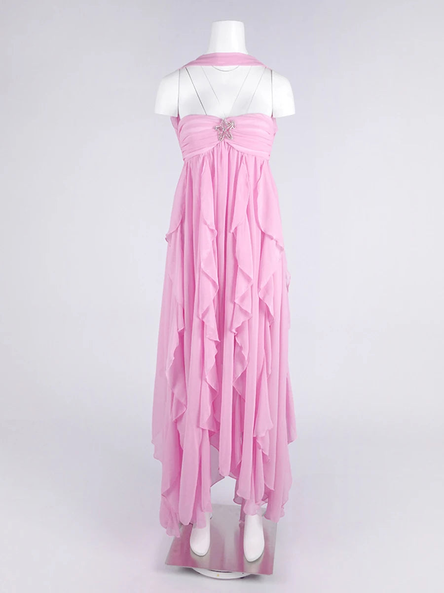Zalia Atelier | Reverse Halter Neck Dress | Pink