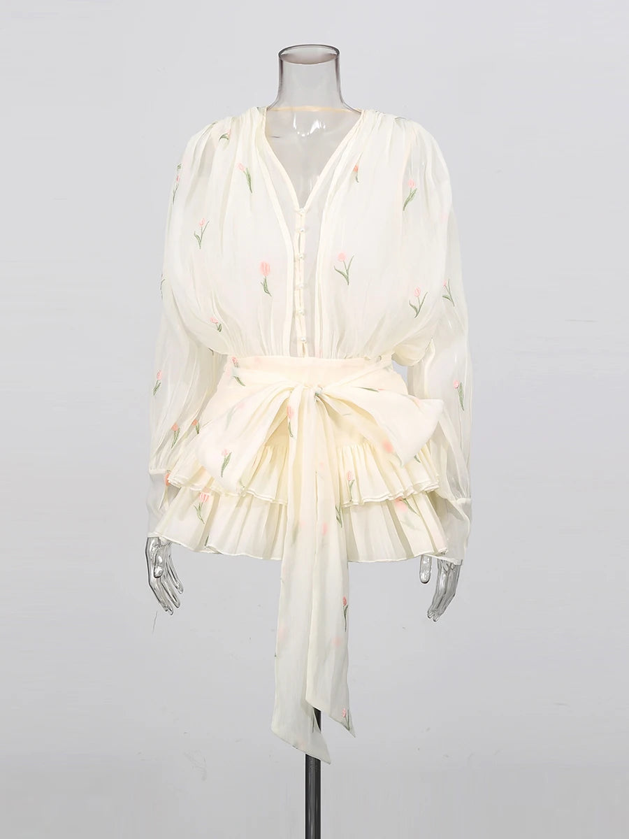 Zalia Atelier Ruched Long Sleeve Mini Dress