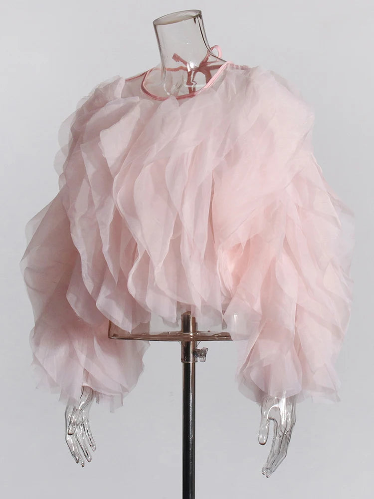 Zalia Atelier | Pink Ruffle Blouse | Designer Chloe Inspired