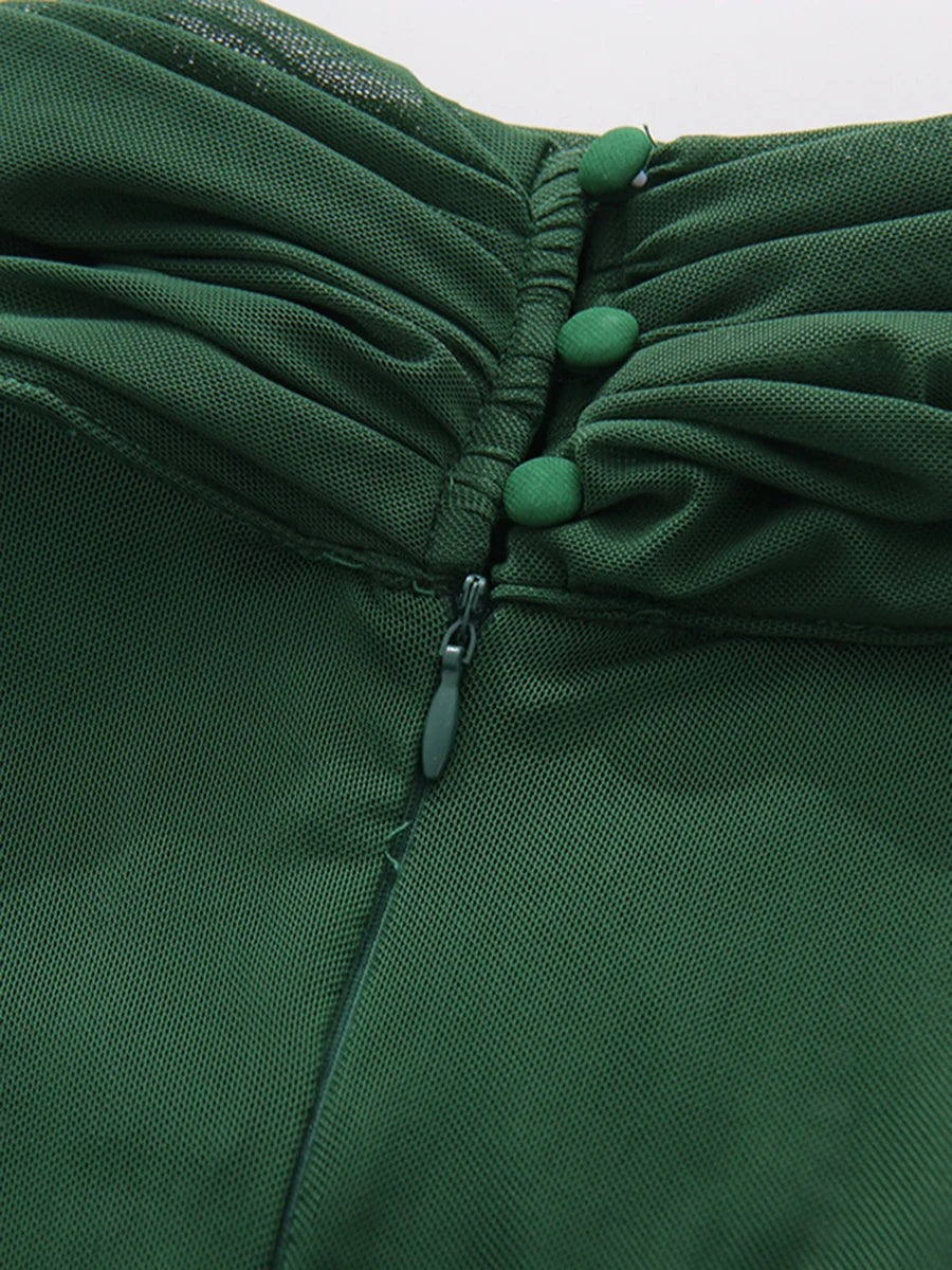 Draped Green Cocktail Dress