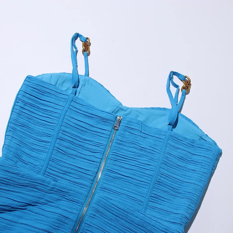 Plisse Cocktail Gown