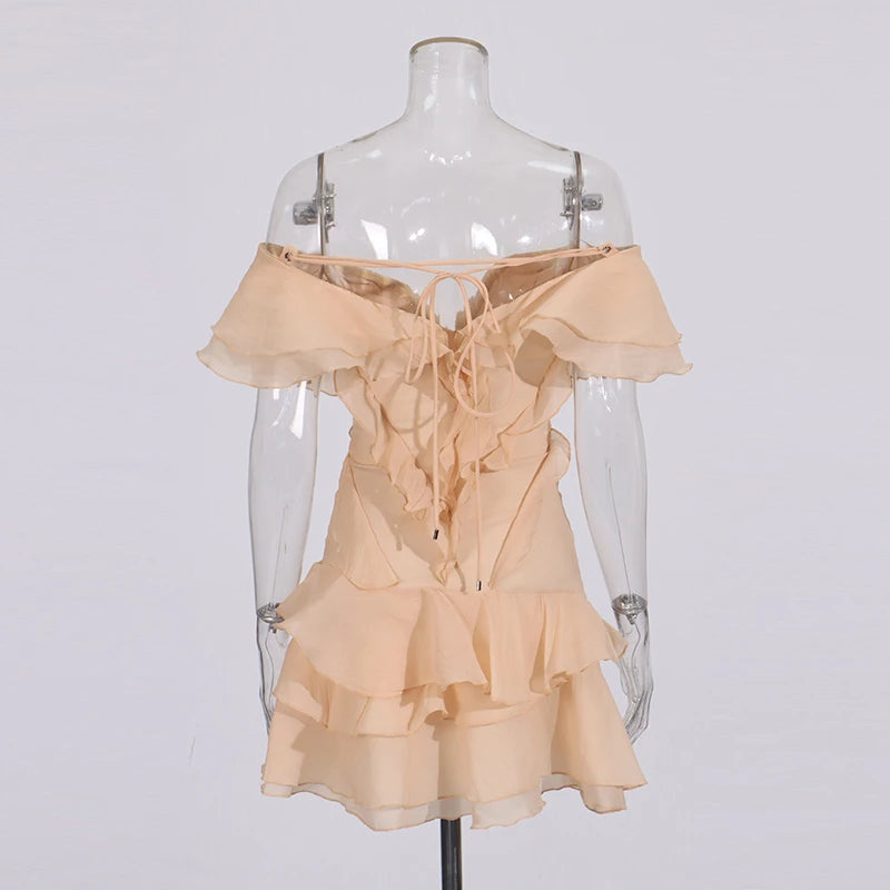 Slash Neck Mini Dress