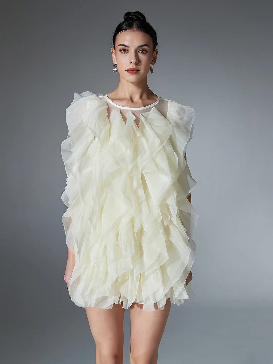 Tiered Ruffles Mesh Dress