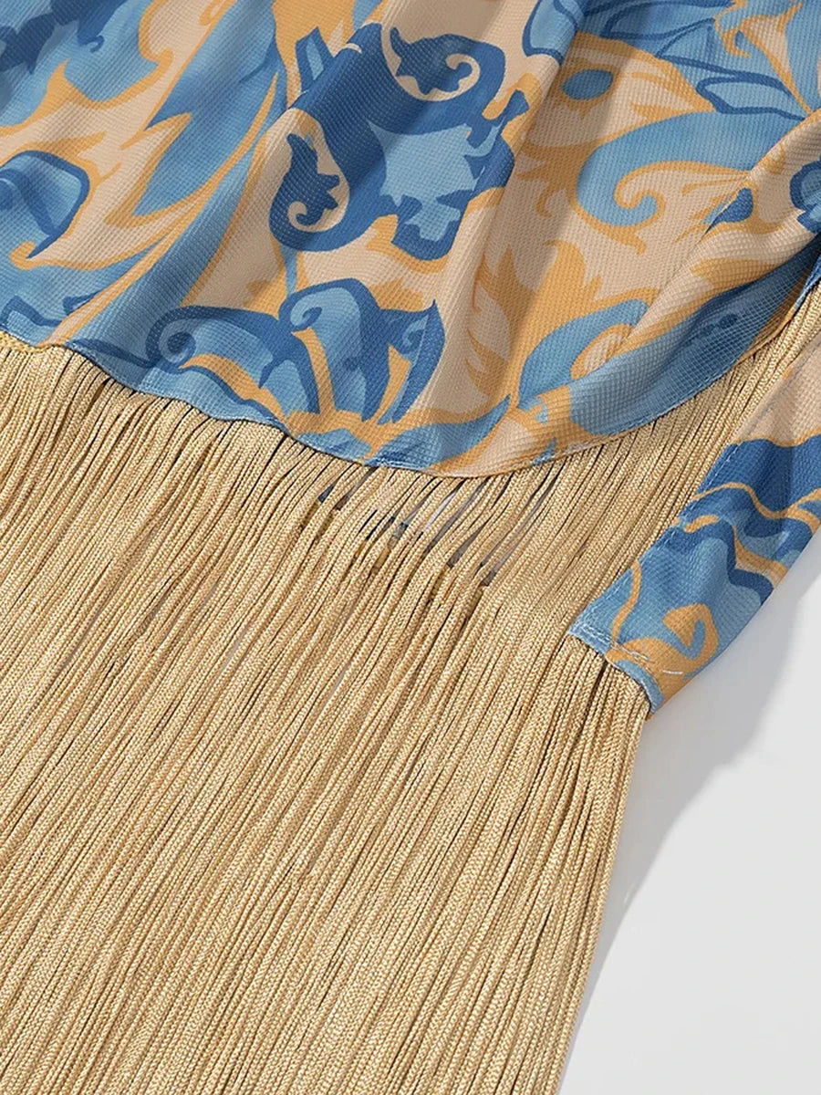 Print and Tassels Dress