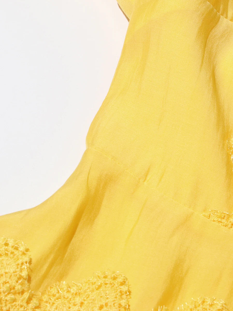 Belted Embroidered Lace Dress