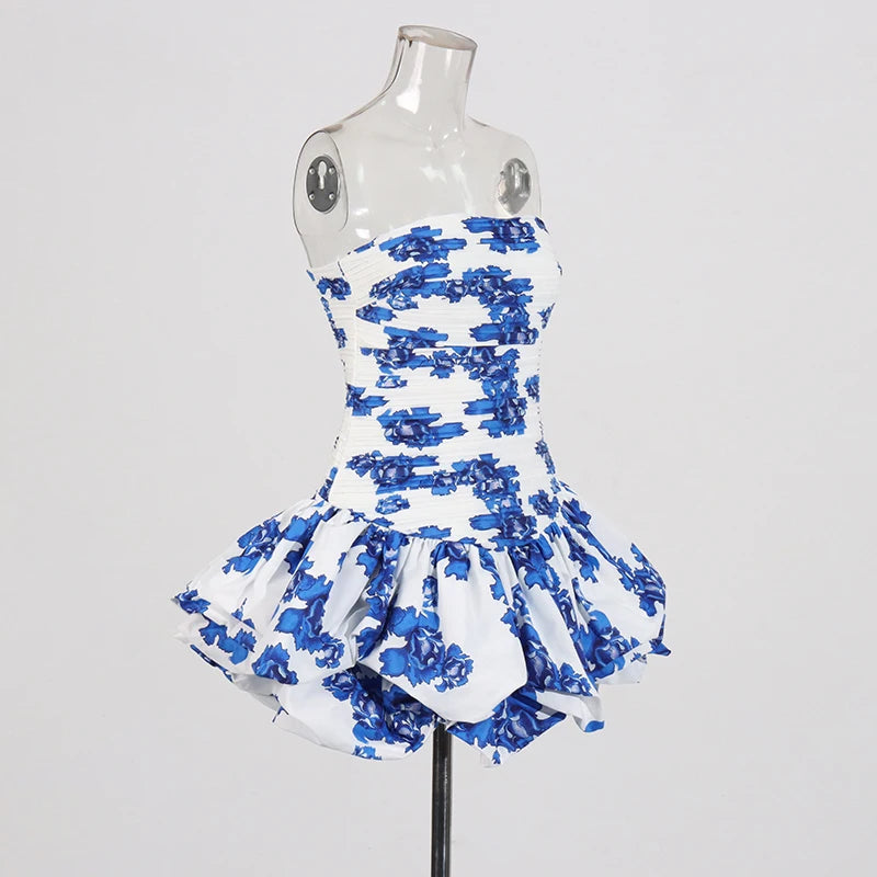 Shirred Puff Mini Dress