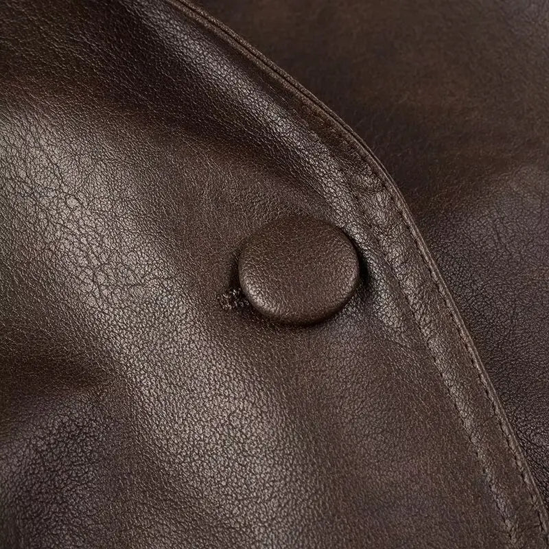 Faux Leather Belted Jacket