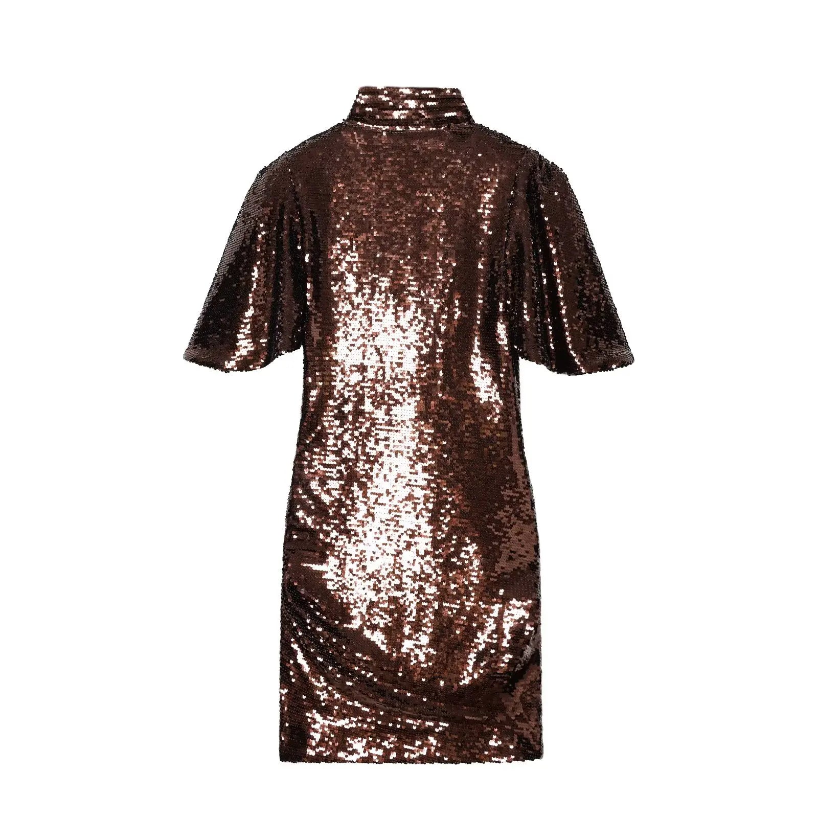 Brown Sequins Mini Dress