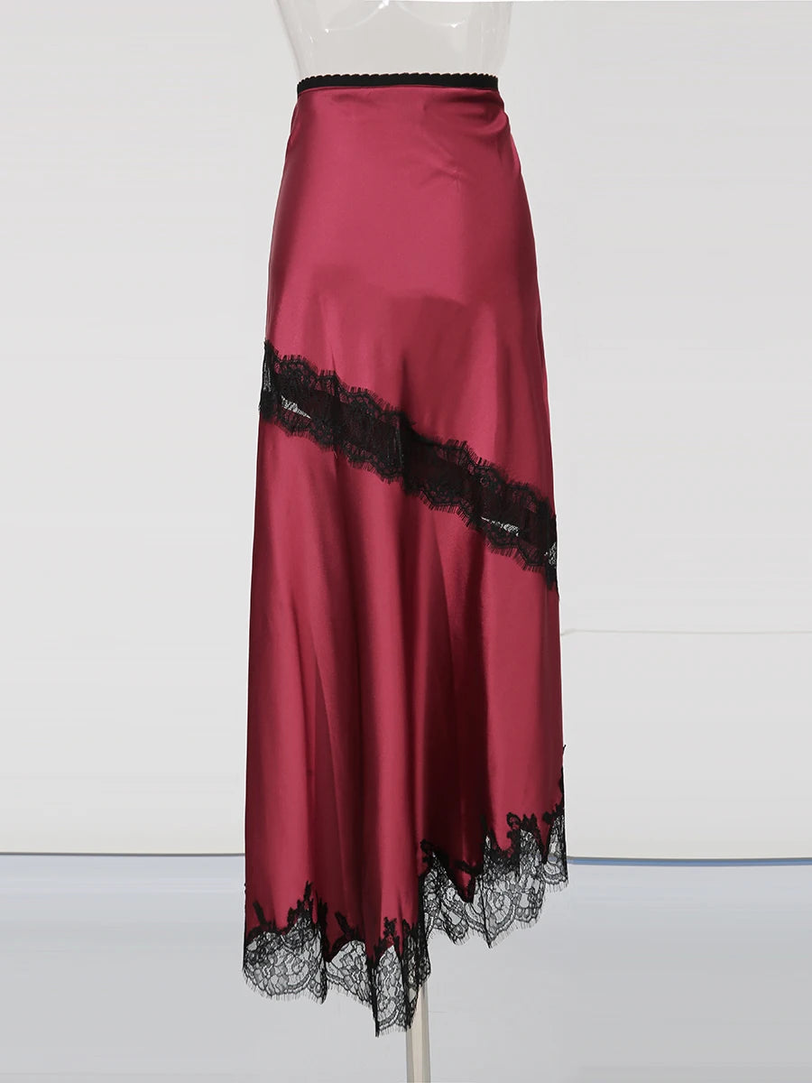 Lace Trim Midi Skirt