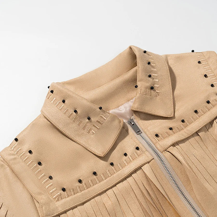 Fringe Faux Suede Jacket