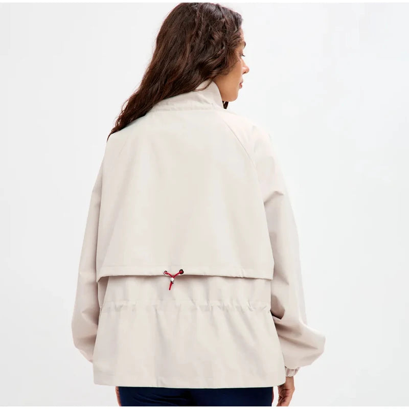Drawstring Waist Windbreaker Jacket