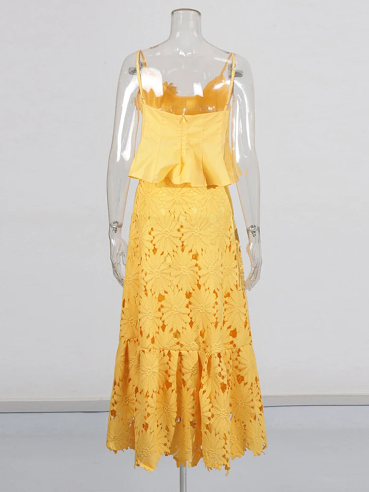 Embroidered Lace Skirt Set