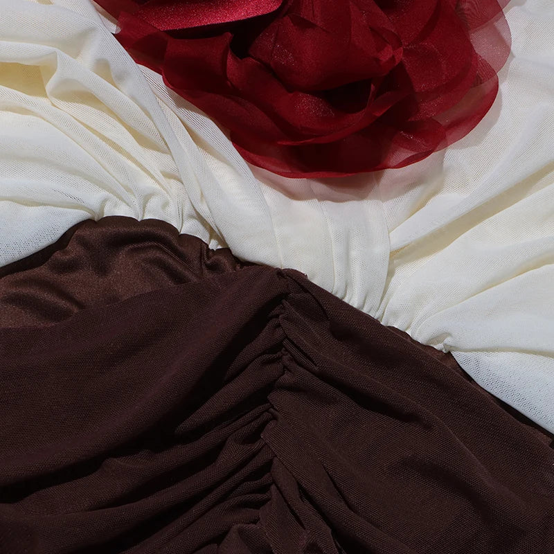 Draped Dress Floral Applique