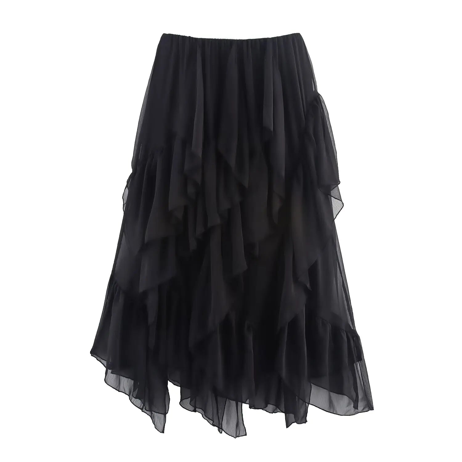 Tiered Ruffle Midi Skirt