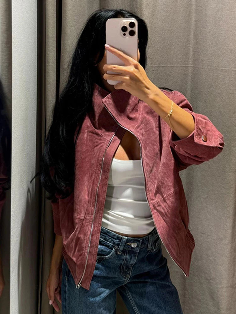 Dusty Pink Suede Jacket