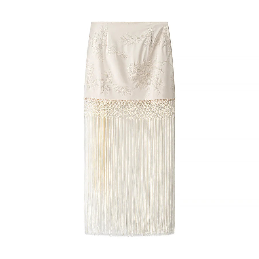 Embroidered and Tassel Skirt