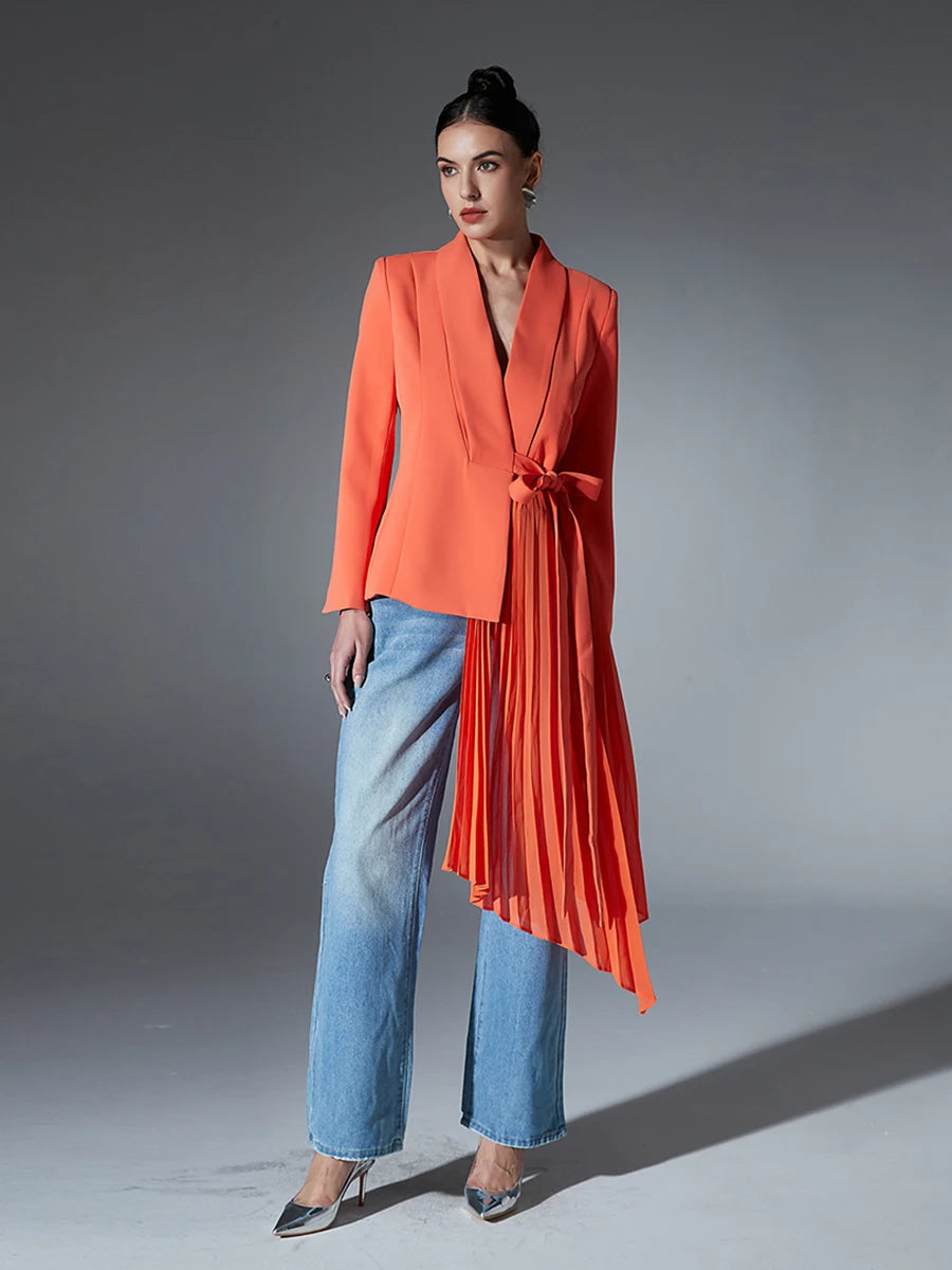 Orange Asymmetrical Blazer