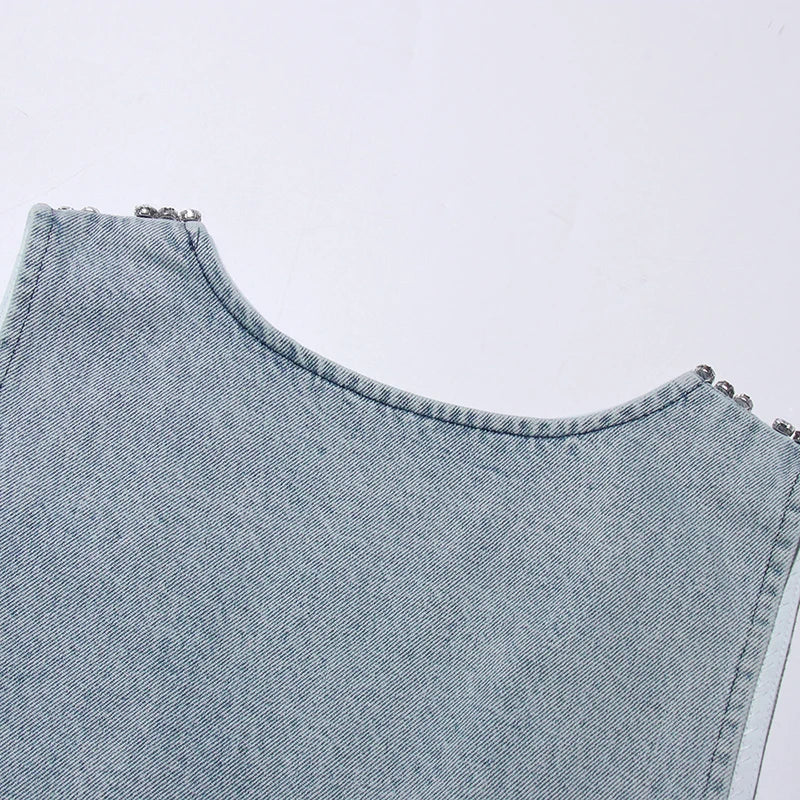 V Neck Denim Dress